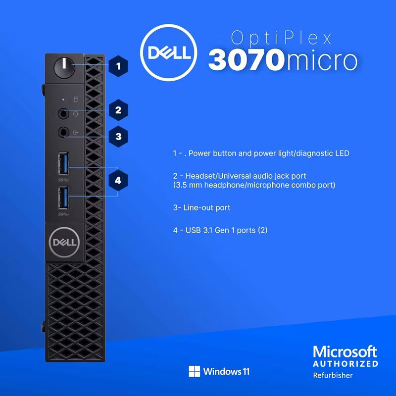 Dell OptiPlex 3070 MFF Mini PC | i5 8GB 256GB SSD | Windows 11 Pro | Box Sealed