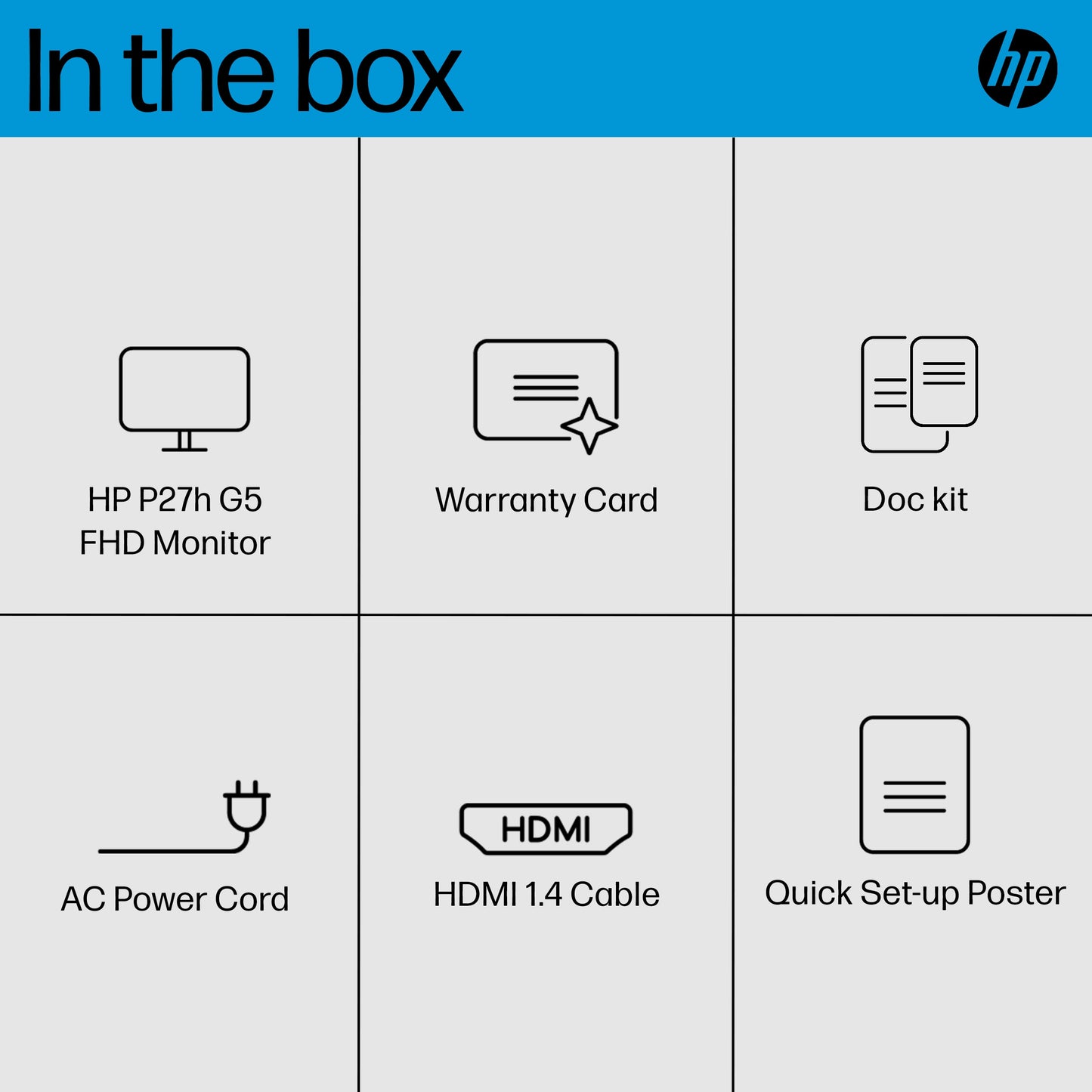 HP P27h G5 27" Full HD IPS Monitor – Ultra‑Slim Bezels, HDMI/DP, Eye‑Safe, Brand New
